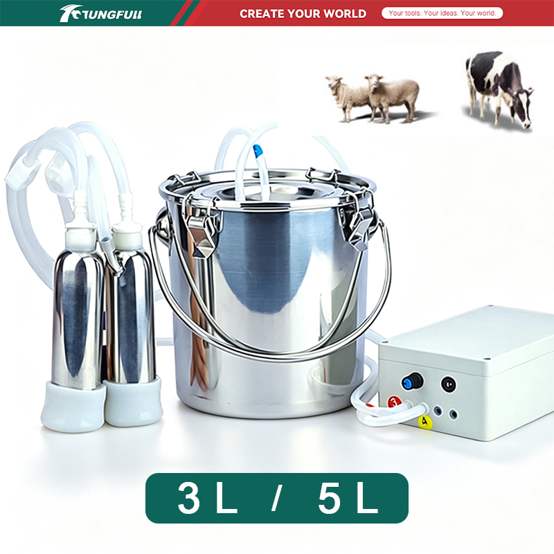 Goat Milking Machine Portable - เครื่องรีดนมไฟฟ้าแบบพัลซิ่ง 3L/5L เครื่องรีดนมสุญญากาศแบบพกพา ถังสเตนเลส สำหรับรีดนมแพะ วัว