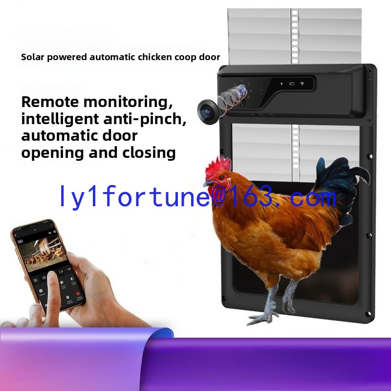 Automatic Chicken Door Opener Solar - ประตูโรงเรือนไก่เปิดอัตโนมัติ พร้อมกล้องพลังงานแสงอาทิตย์ รีโมทคอนโทรล ป้องกันการหนีบ สัตว์เลี้ยง สวิตช์ตั้งเวลา