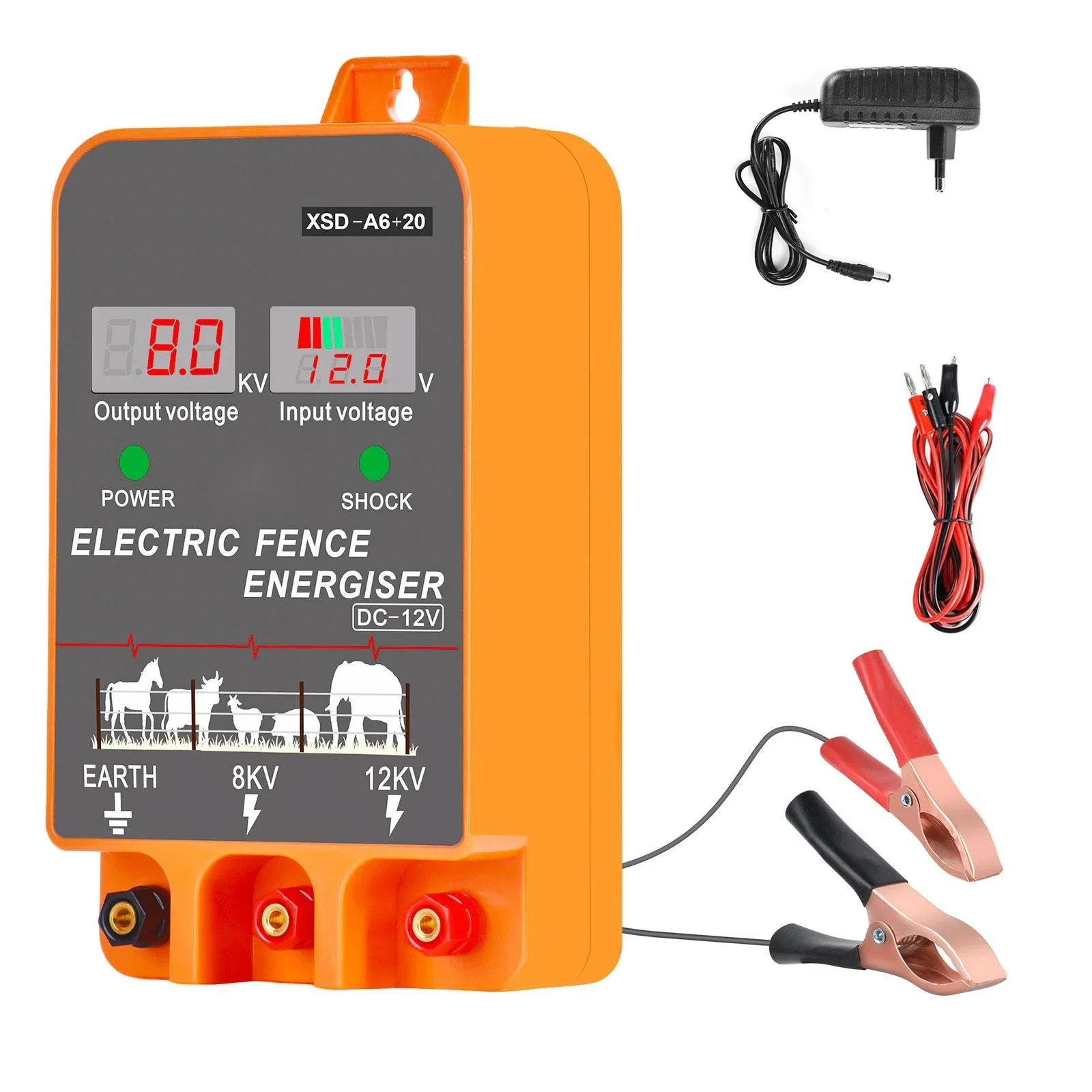 Livestock Fence Energizer 12V - เครื่องจ่ายไฟรั้วไฟฟ้า 20 กม. 5.5 จูล จอ