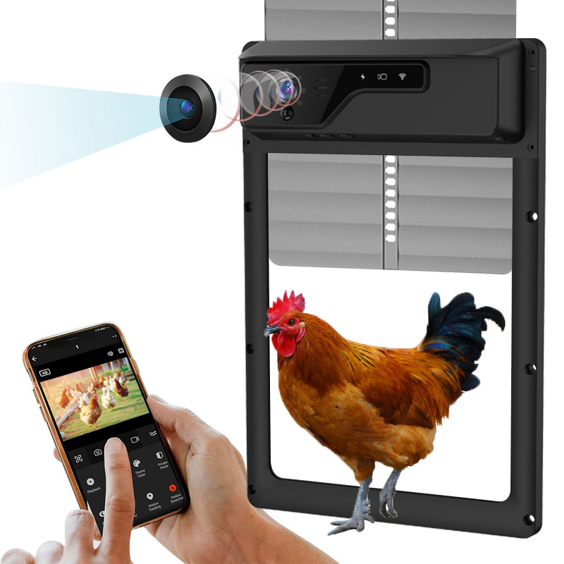 Automatic Chicken Door Opener Solar - ประตูเปิด-ปิดเล้าไก่แบบอัตโนมัติ ใช้พลังงานแสงอาทิตย์ กันน้ำมาตรฐาน IP65 พร้อมตัวตั้งเวลาและกล้อง