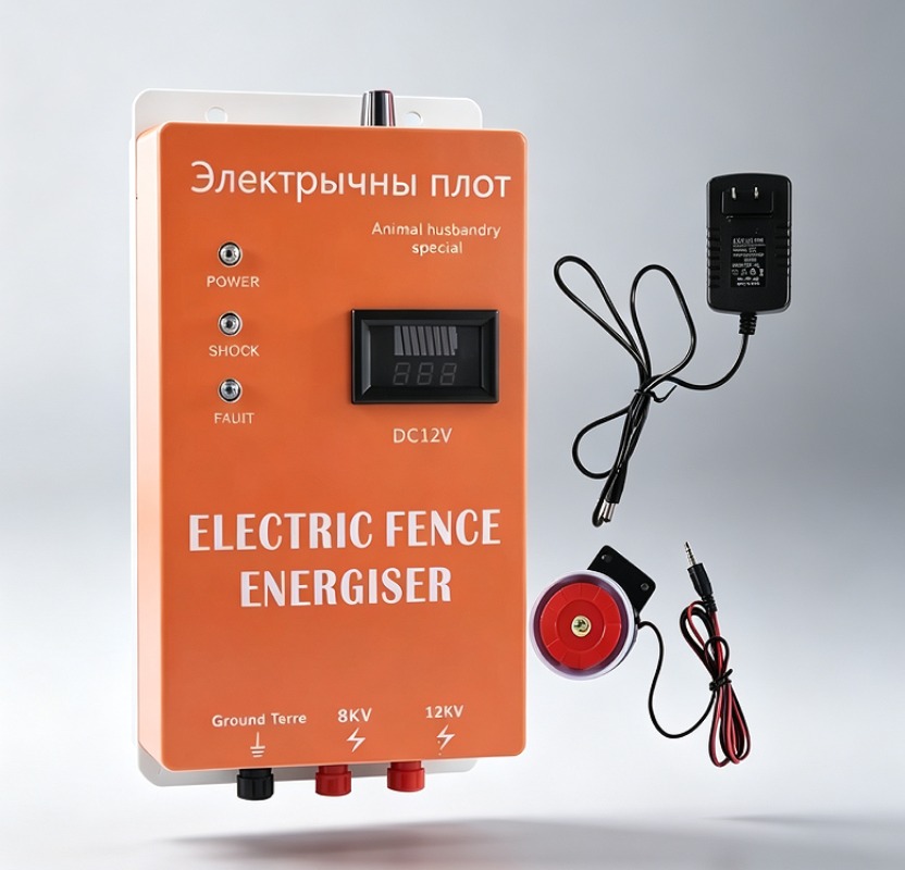 Livestock Fence Energizer 12V - เครื่องจ่ายไฟฟ้าสำหรับรั้วไฟฟ้า 8J Solar, ระบบเตือนภัยสำหรับปศุสัตว์ เช่น วัว/แกะ/แพะ