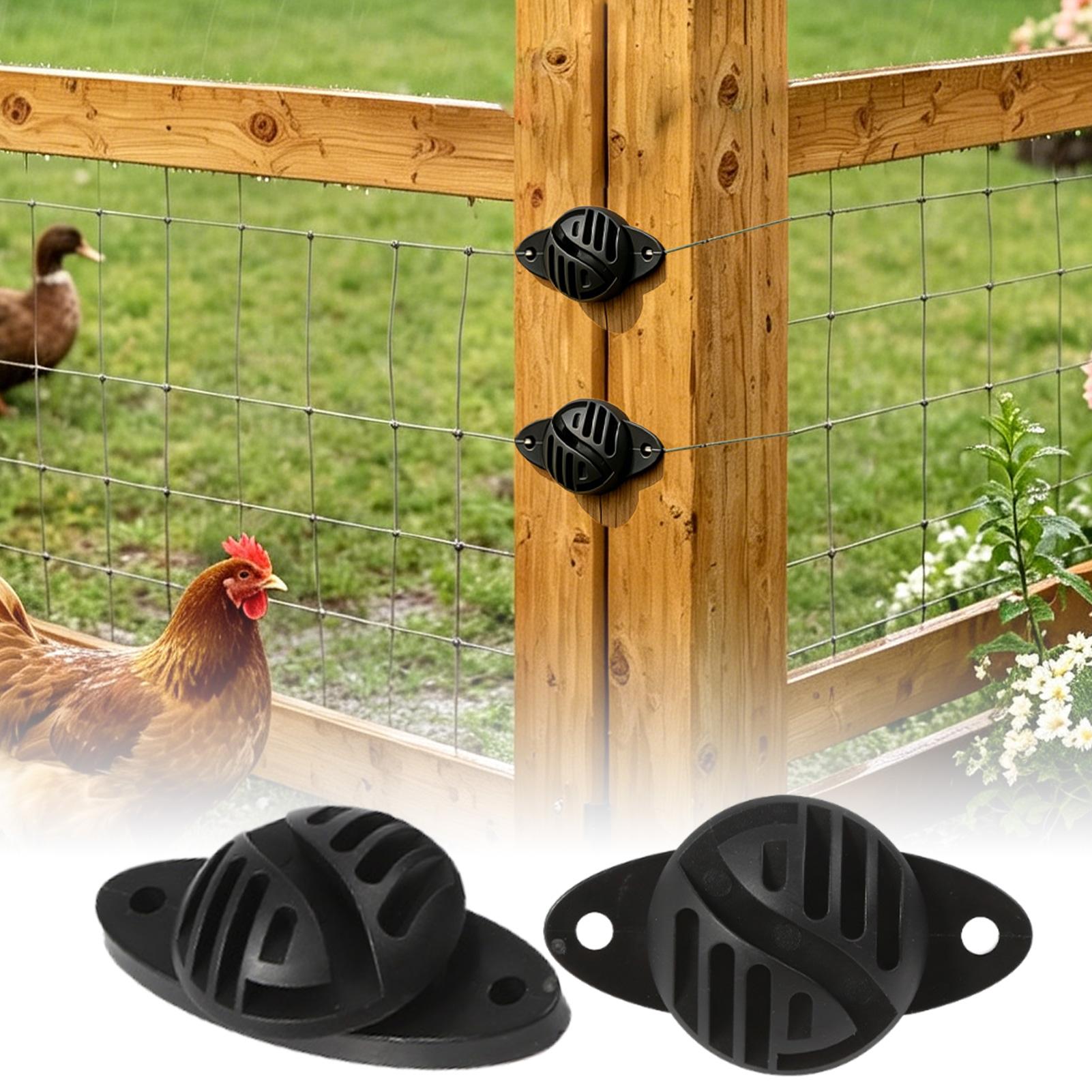 Electric Fence Insulator Post - ฉนวนรั้วไฟฟ้า 100 ชิ้น อะไหล่เสาไฟฟ้าพร้อมฉนวนแบบสกรู สำหรับเปลี่ยนรั้วในสวน สนามหญ้า