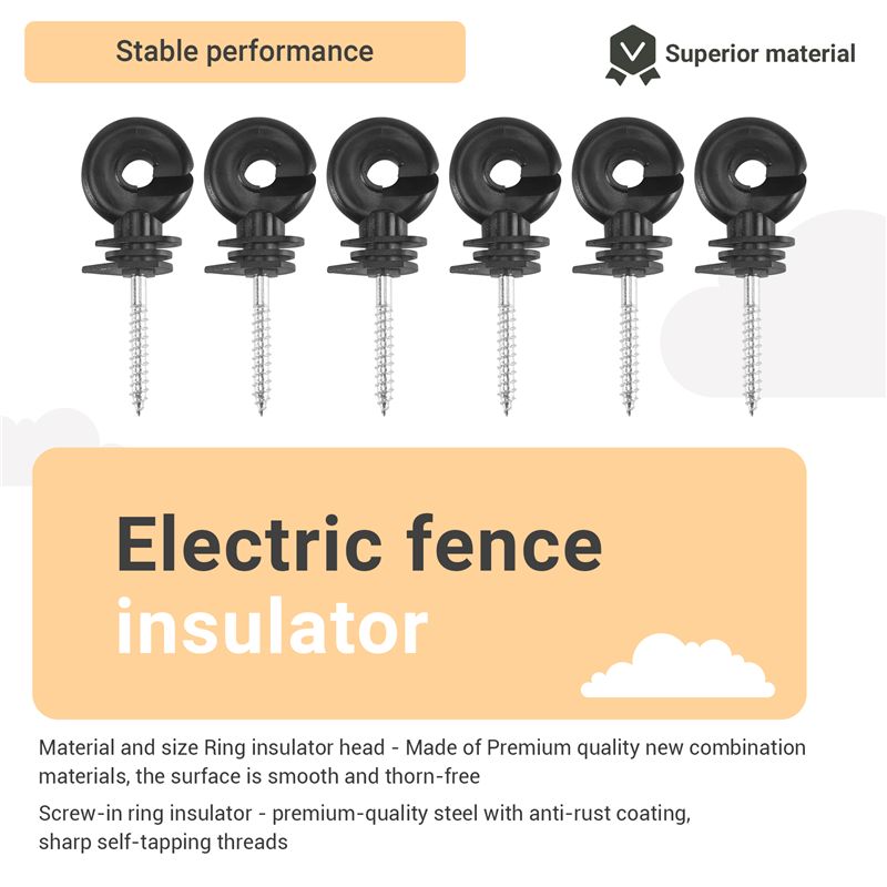 Electric Fence Insulator Post - HRBAJ-ฉนวนรั้วไฟฟ้า วงแหวนฉนวนรั้ว ฉนวนเสาไม้ พร้อมเครื่องมือซ็อกเก็ตฉนวน, 50 ชิ้น