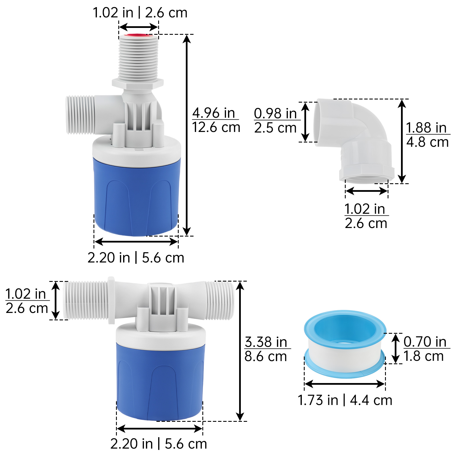 Livestock Water Trough Float Valve - วาล์วลูกลอยน้ำ ขนาด 3/4 นิ้ว จำนวน 2