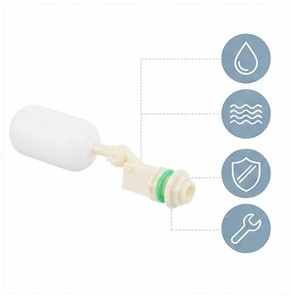 Livestock Water Trough Float Valve - วาล์วลูกลอยอัตโนมัติ ตัวควบคุมระดับน้ำแบบปรับได้ ทำจากพลาสติก สำหรับรางน้ำในฟาร์มปศุสัตว์ น้ำพุสำหรับวัว แกะ