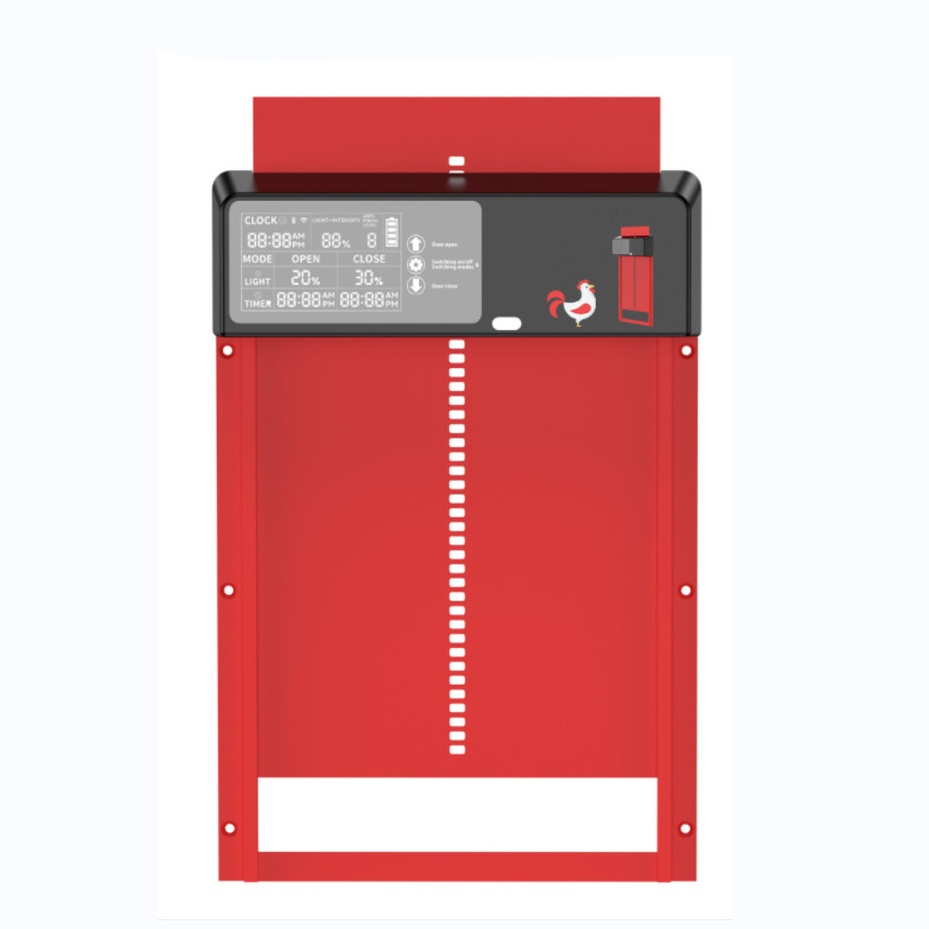 Automatic Chicken Door Opener Solar - เครื่องเปิดประตูเลี้ยงไก่อัตโนมัติ พร้อมพลังงานแสงอาทิตย์ และจอ LCD แบบตั้งโปรแกรมได้ ควบคุมโหมดการทำงานด้วยตัวตั้งเวลาและแสง