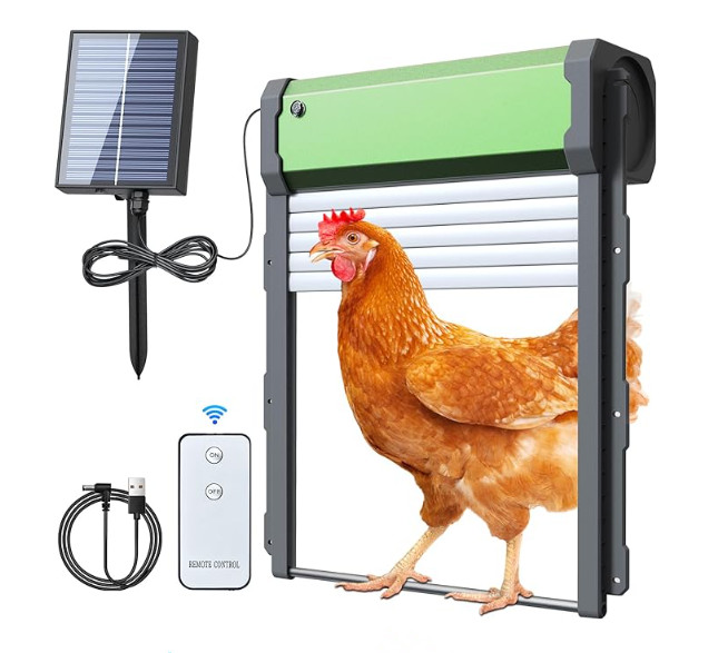 Automatic Chicken Door Opener Solar - ประตูเล้าไก่อัตโนมัติ ใช้พลังงานแสงอาทิตย์ พร้อมตัวตั้งเวลา เซ็นเซอร์ตรวจจับแสง รีโมทคอนโทรล กันน้ำ