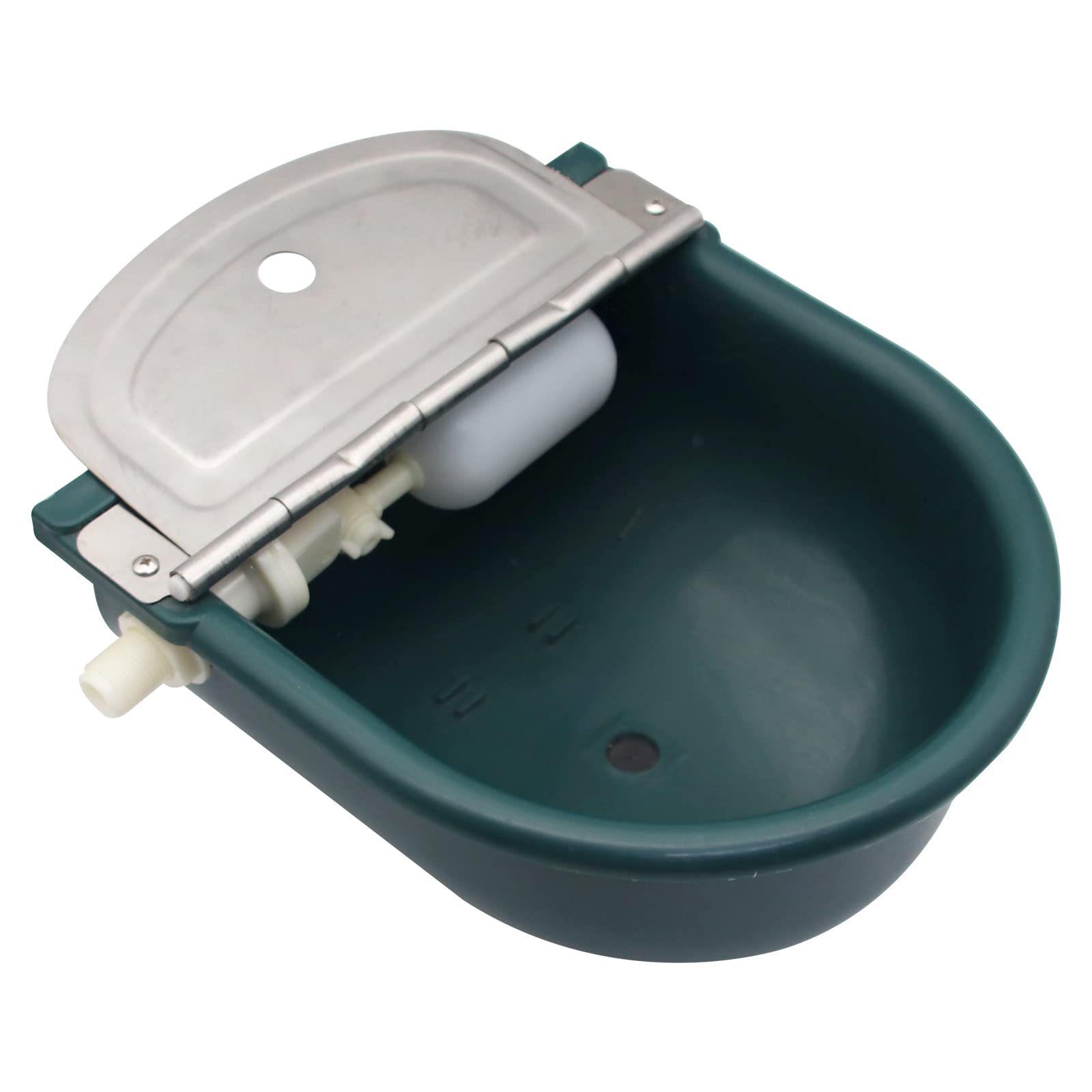 Livestock Water Trough Float Valve - ชามน้ำอัตโนมัติสำหรับปศุสัตว์ ทำจากพลาสติก พร้อมวาล์วลูกลอย ฝาครอบสแตนเลส สำหรับวัว