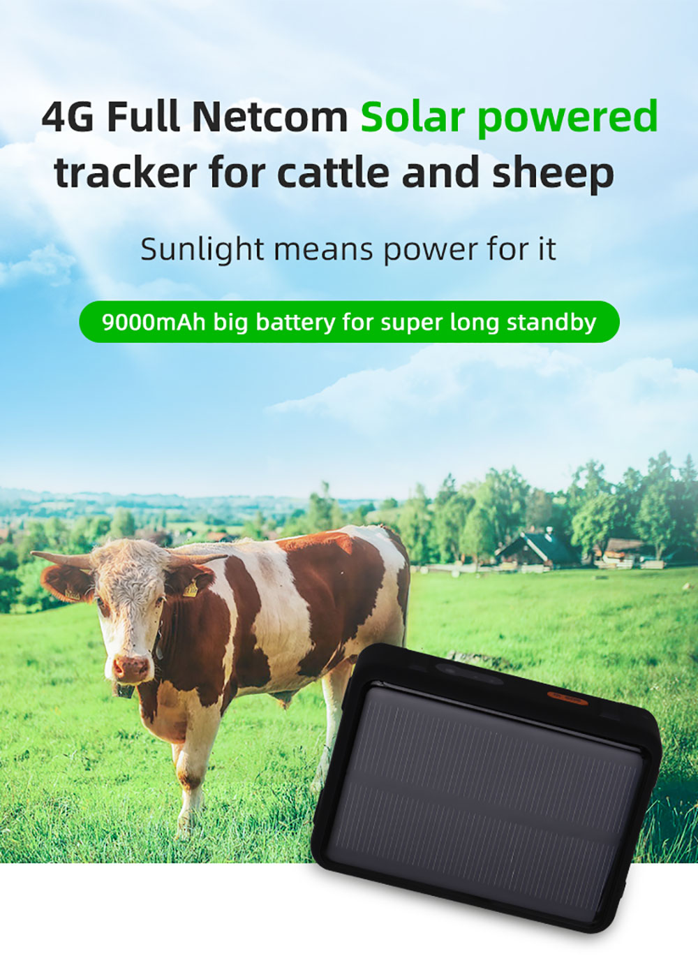 วัวแกะ3G 2G 4G Big แบตเตอรี่แผ - Animal Gps Tracker 4G Solar บทวิจารณ์และราคา